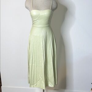 Simonett Faux Leather Corset Style Top with Pleated Skirt Dress